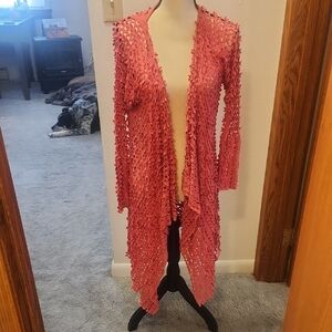Pink Open-Front Women's Cardigan